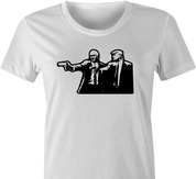 funny donald trump mike pence pulp fiction women's white t-shirt 