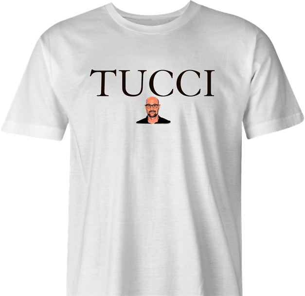 Funny Stanley Tucci Gucci Parody White Men's T-Shirt