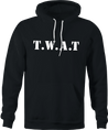 Funny Offensive S.W.A.T. Logo Parody | TWAT Black Hoodie