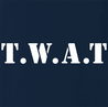 Funny Offensive S.W.A.T. Logo Parody | TWAT Navy T-Shirt