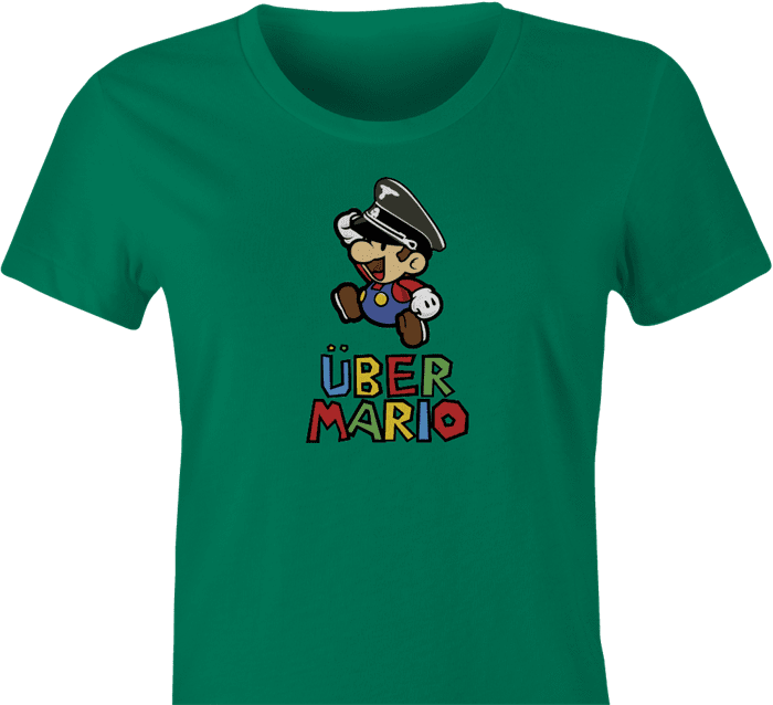 funny german nazi super mario women's green t-shirt 
