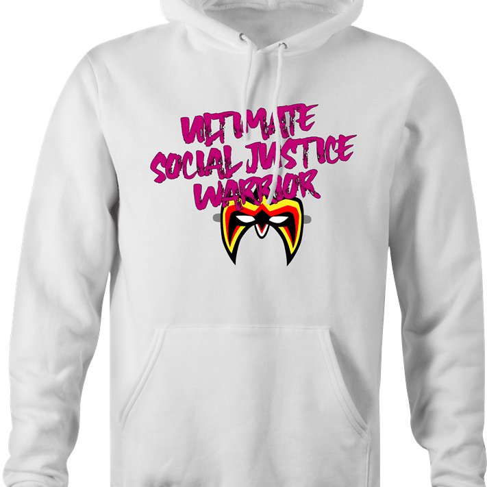 Funny Ultimate Social Justice Warrior - Social Justice Ultimate Warrior WWF Parody White Hoodie