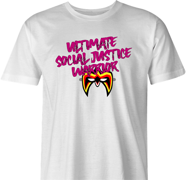 Funny Ultimate Social Justice Warrior - Social Justice Ultimate Warrior WWF Parody White Men's T-Shirt