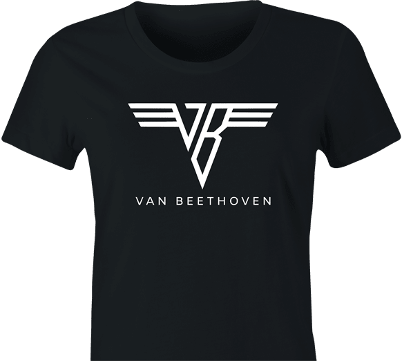 Funny Ludwig Van Beethoven Rocks Van Halen Mashup Parody Women's Black
