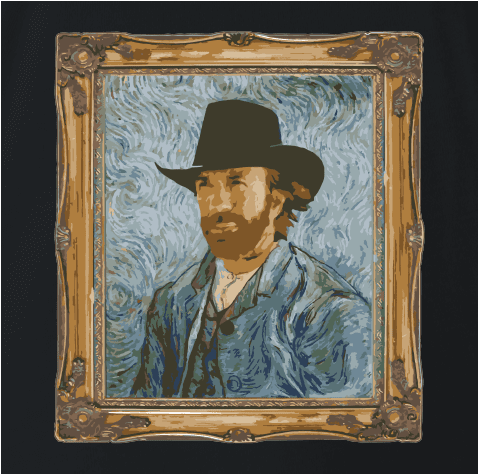 Funny van gogh martial arts painting parody men's black t-shirt