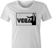 cool vincent vega pulp fiction parody women's white t-shirt 