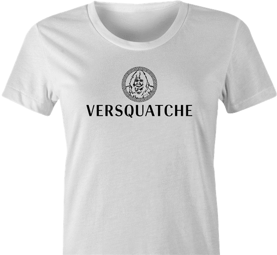 funny Bigfoot Fashion, Haute Couture Sasquatch Versace mashup t-shirt white women's 