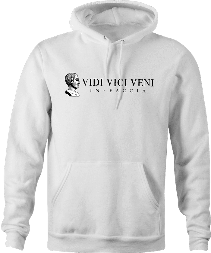 Famous quote veni vidi vici Julius Caesar funny hoodie white  