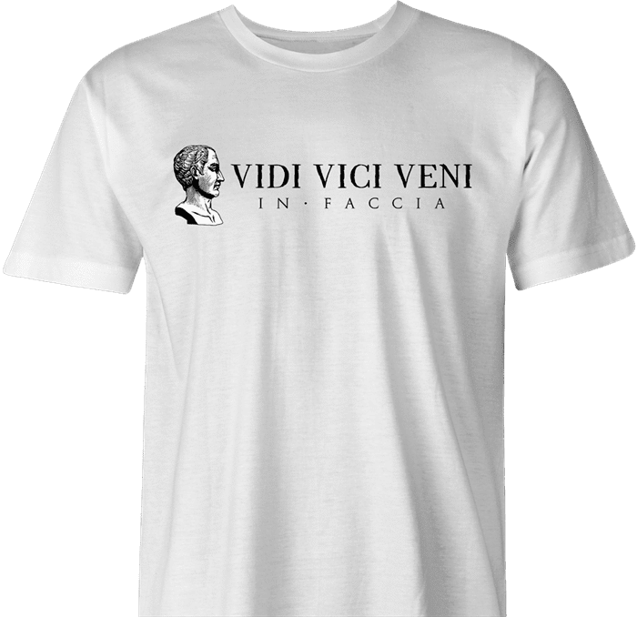 Famous quote veni vidi vici Julius Caesar funny t-shirt men's white  