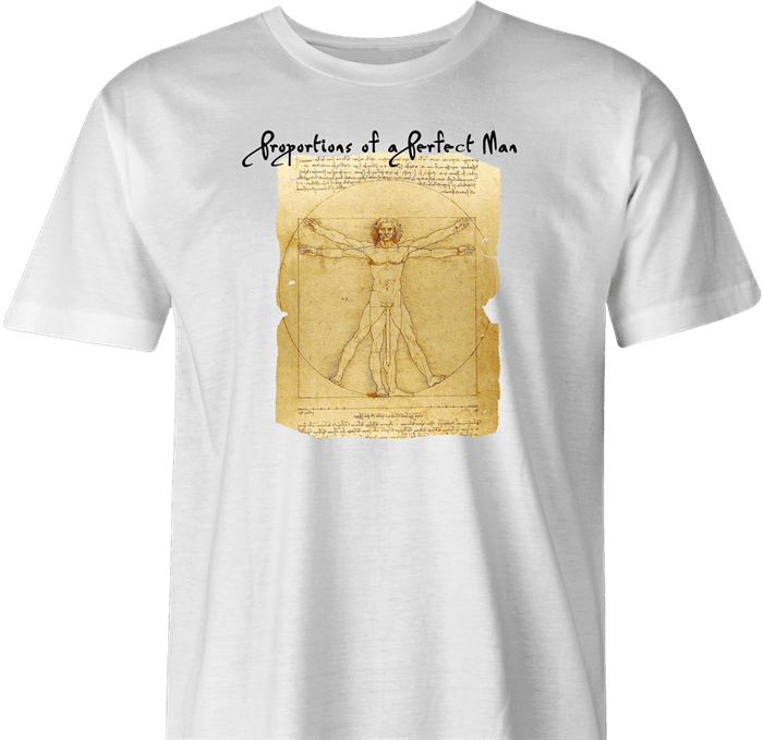 Funny perfect man leonardo da vinci well endowed white men's t-shirt