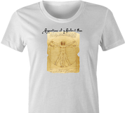 Funny perfect man leonardo da vinci well endowed white women's t-shirt