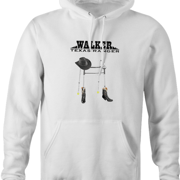 Walker texas Ranger is very old parody Chuck Norris hoodie white 