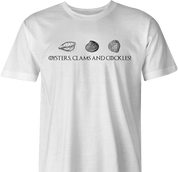 funny oysters, cockles and clams game of thrones men's t-shirt