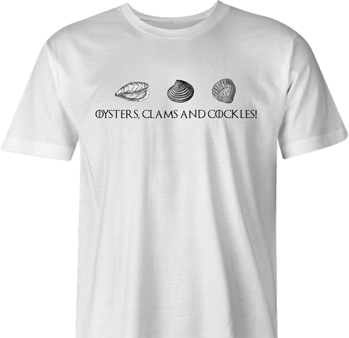 funny oysters, cockles and clams game of thrones men's t-shirt