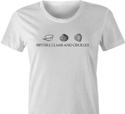 funny oysters, cockles and clams game of thrones women's t-shirt