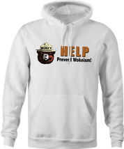 funny anti woke wokey the bear men's white hoodie