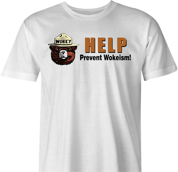 funny anti woke wokey the bear men's white t-shirt