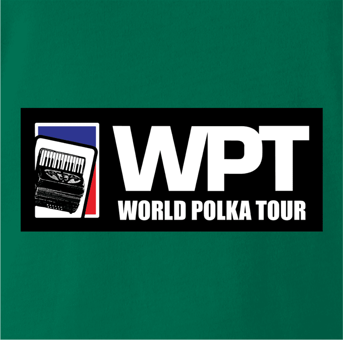 funny polka poker t-shirt - world polka tour green t-shirt