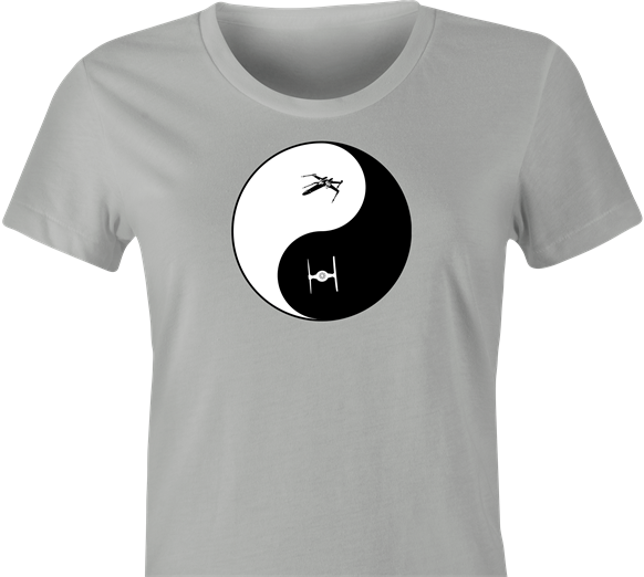 yin and yang star wars t-shirt women's grey 