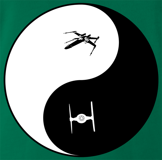 yin and yang star wars t-shirt men's green 