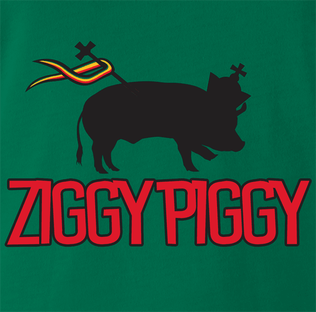Funny Ziggy Marley - Ziggy Piggy Supermarket Reggae Mashup Kelly Green T-Shirt