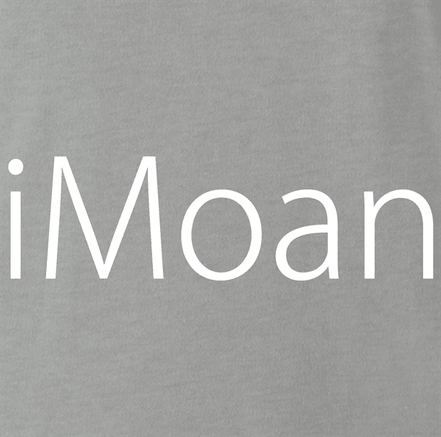 Funny iPhone Logo Mashup T-Shirt | The iMoan Parody Ash Grey T-Shirt
