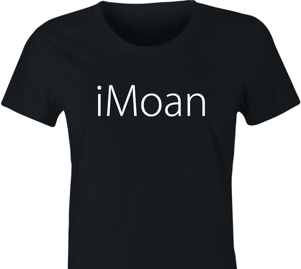 Funny iPhone Logo Mashup T-Shirt | The iMoan Parody Women's Black