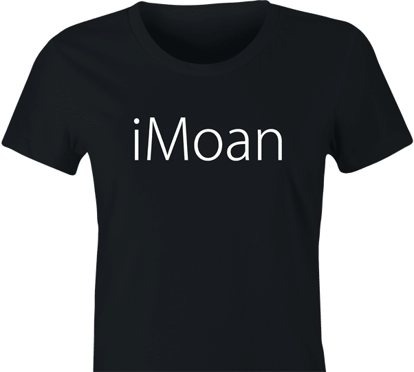 Funny iPhone Logo Mashup T-Shirt | The iMoan Parody Women's Black